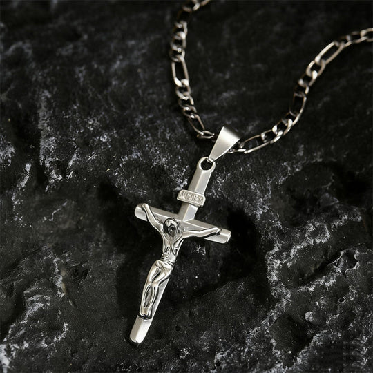 ⏳Time-Limited Special⏰Gold Crucifix Necklace – Detailed INRI Motif, Adjustable Figaro Chain & Hypoallergenic Finish 💛