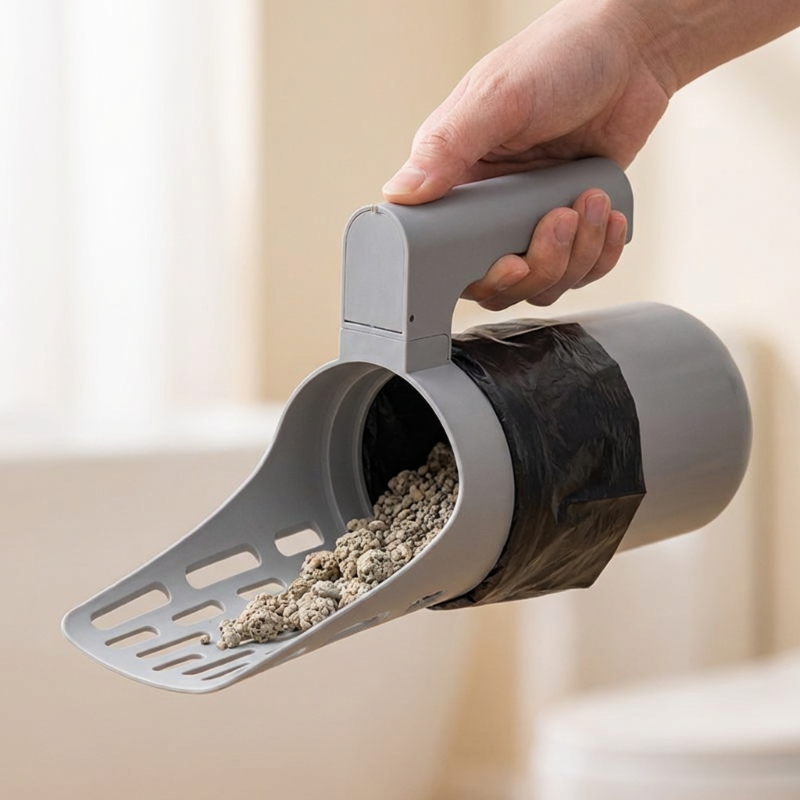 📢📢50% OFF !! ⏰ Self-Cleaning Litter Scoop with Waste Bin – Easy One-Handed Use 🧹🗑️ 【Don‘t Miss Out】