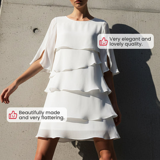📢📢50% DE DESCONTO!!!⏰Vestido elegante de muller con mangas e volantes a capas: estilo sen esforzo para cada ocasión💃