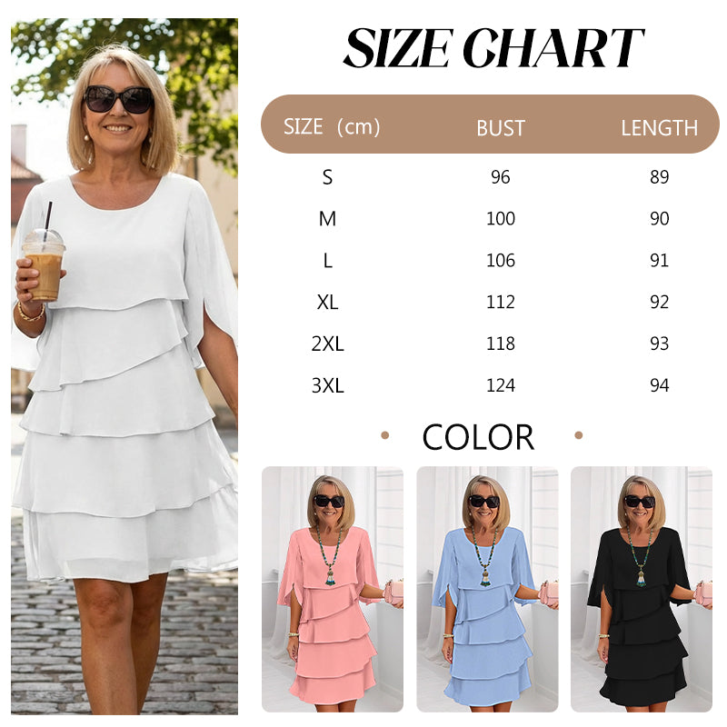 📢📢50% DE DESCONTO!!!⏰Vestido elegante de muller con mangas e volantes a capas: estilo sen esforzo para cada ocasión💃