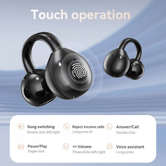 🎧💜LAST DAY - 50% off💜🔥Bone Conduction Wireless Bluetooth Ear Clip Earphones with Touch Screen
