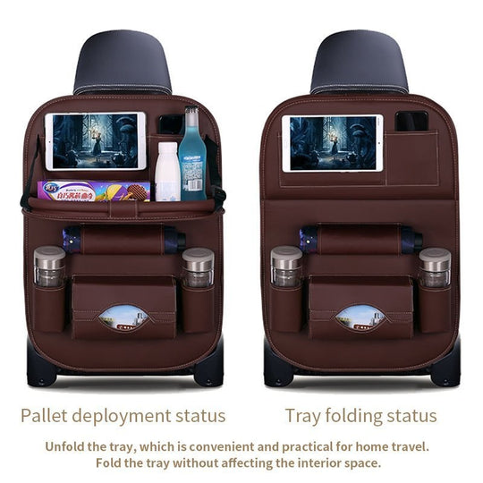 🥳2026 HOT SALE🥳💞50K+ SOLD!💥🚗Car Back Seat Leather Organizer Storage Bag with Foldable Table