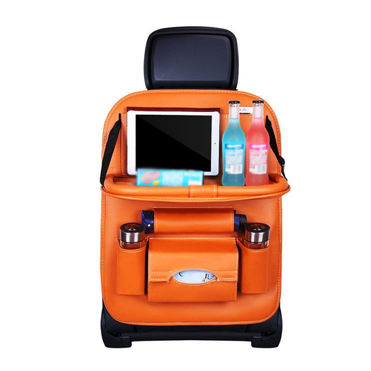 🥳2026 HOT SALE🥳💞50K+ SOLD!💥🚗Car Back Seat Leather Organizer Storage Bag with Foldable Table
