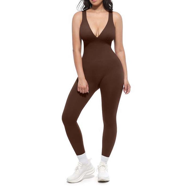 💞50K+ SOLD!🌸High-Stretch V-Neck Jumpsuit – All-day ease for fitness & beyond. Breathable, flexible & effortlessly chic. 🧘‍♀️💫Your go-to for movement.