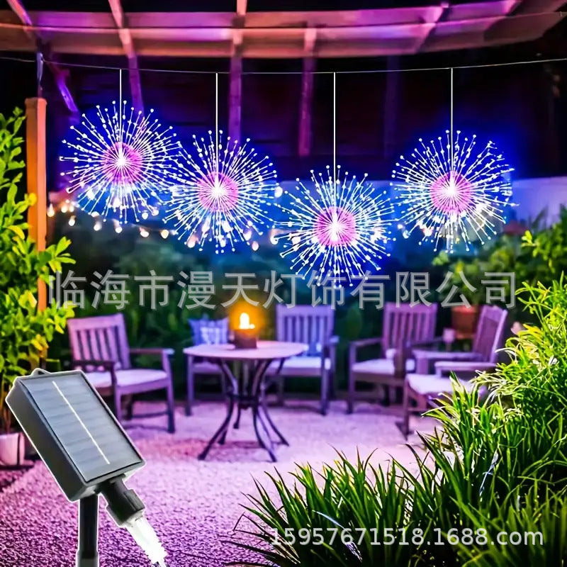 🔥Guirnalda de luces solares de fuegos artificiales para el patio &  Fiestas