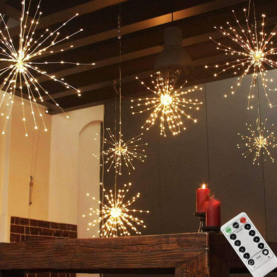 🔥Guirnalda de luces solares de fuegos artificiales para el patio &  Fiestas