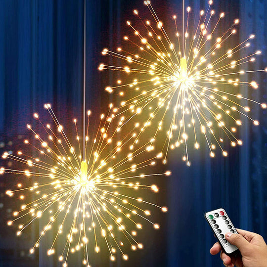 🔥Guirnalda de luces solares de fuegos artificiales para el patio &  Fiestas