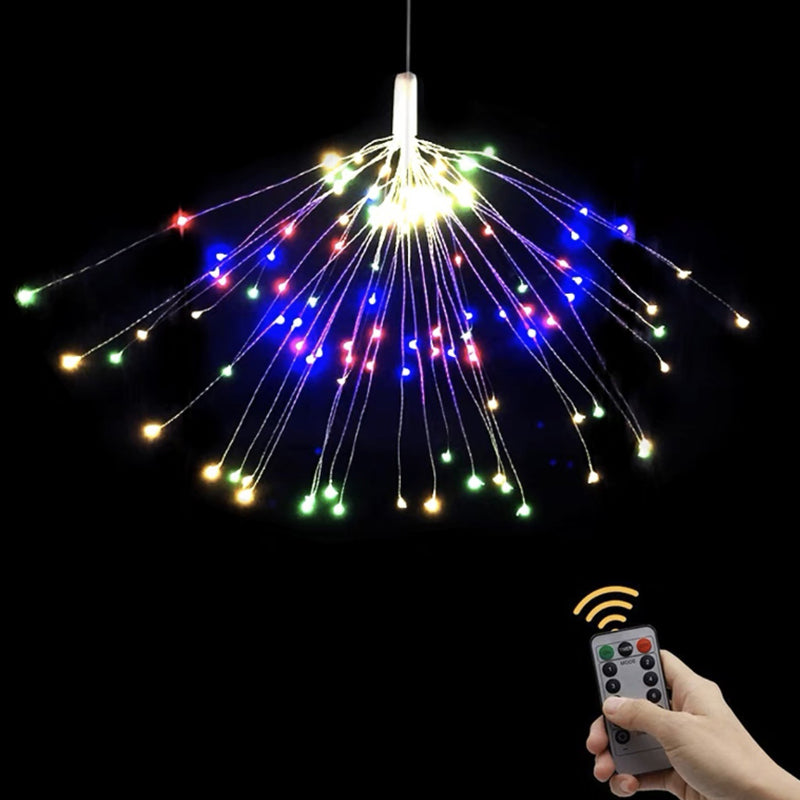 🔥Guirnalda de luces solares de fuegos artificiales para el patio &  Fiestas