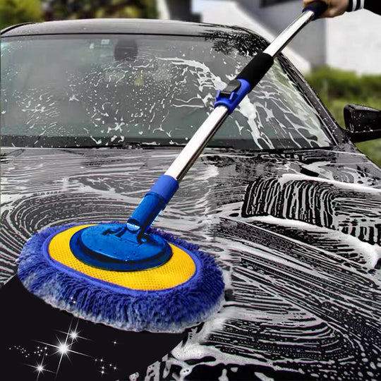 🚗 SCONTO DEL 49% ORA! 🧽 Mocio per autolavaggio telescopico in alluminio resistente con manico lungo – in morbida microfibra, antigraffio &  Lunghezza regolabile ✨