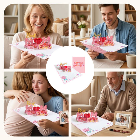 Tarxeta de felicitación emerxente 3D "Best Mom Ever".