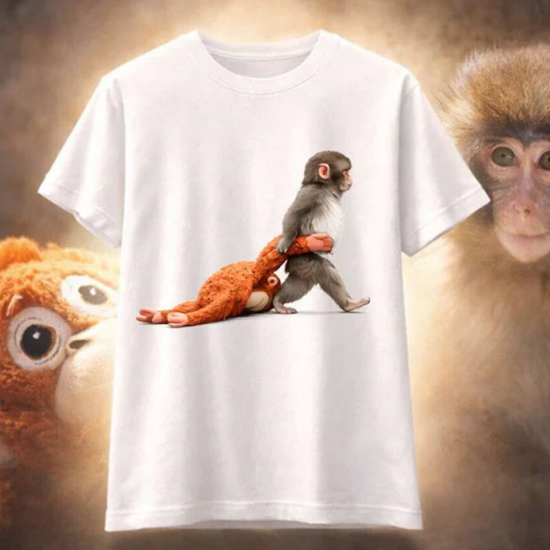 Verspieltes, kurzärmliges Oberteil mit Animal-Print