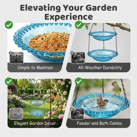 Comedero para pájaros colgante estilo vintage & Baño