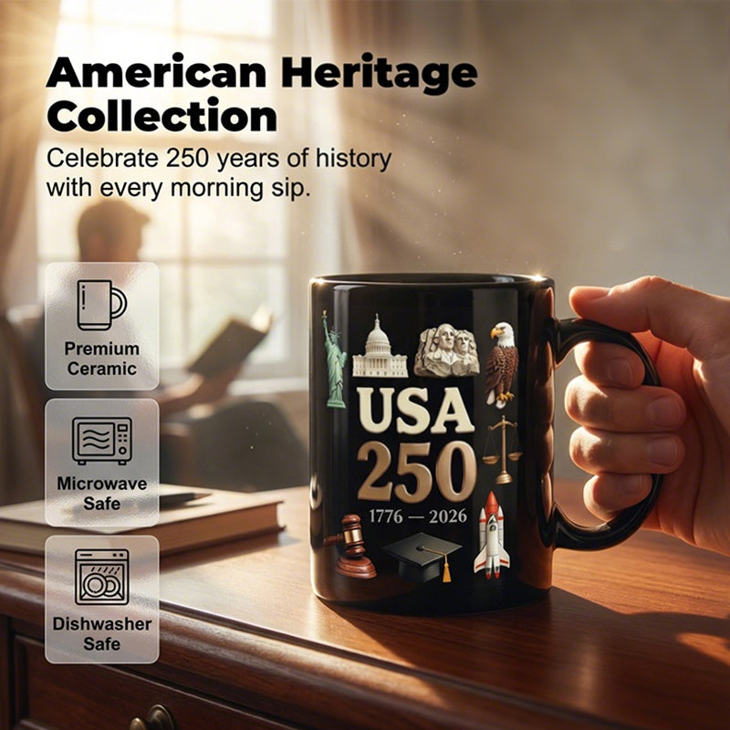🔥Oferta por tiempo limitado: taza de café estadounidense de 325 ml (11 oz) conmemorativa del 250 aniversario.