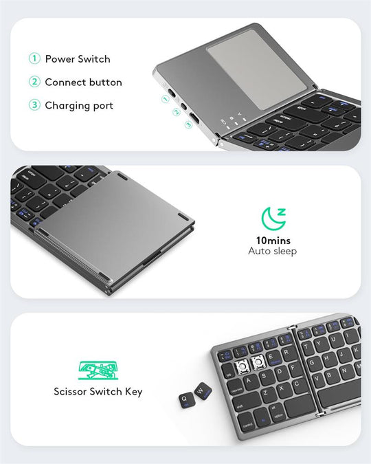 Clavier Bluetooth pliable avec pavé tactile