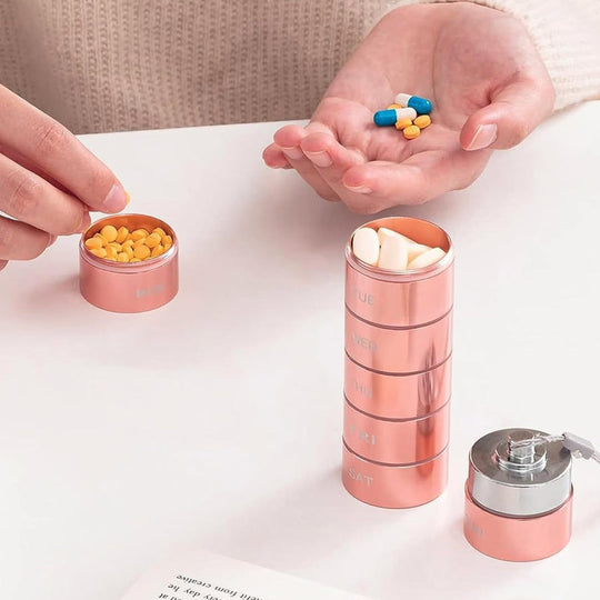 7-Day Waterproof Portable Aluminum Pill Organizer