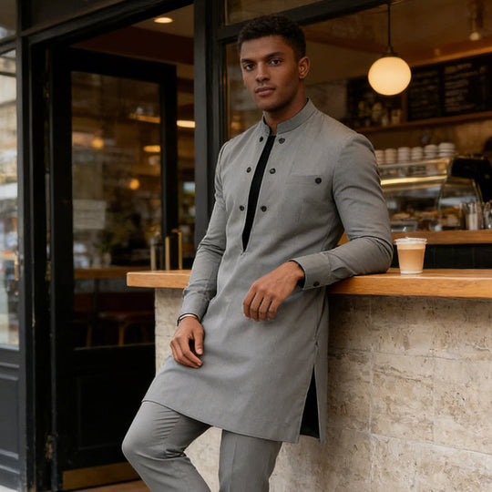 🎁New Arrival 50% OFF💥Men's Modern Mandarin Collar Tunic and Pants Set