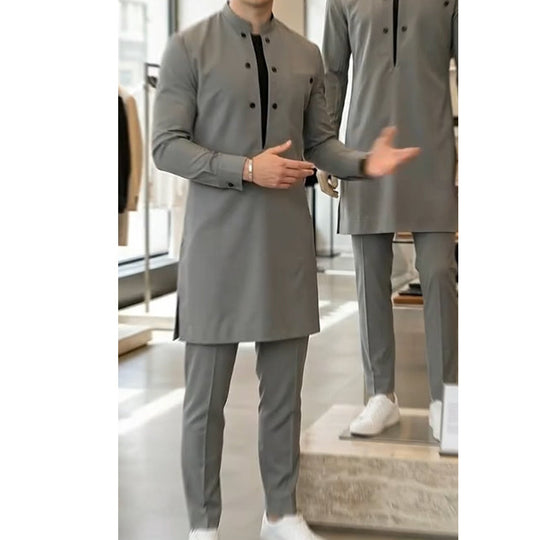 🎁New Arrival 50% OFF💥Men's Modern Mandarin Collar Tunic and Pants Set