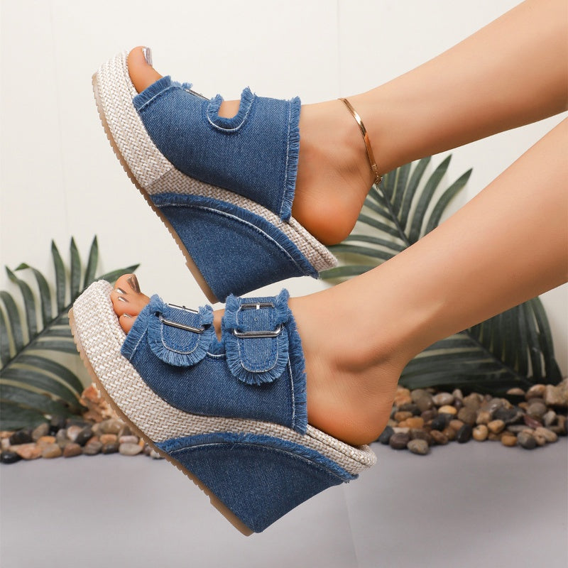 Sandals Sleamhnán Ardán Denim Corr na mBan