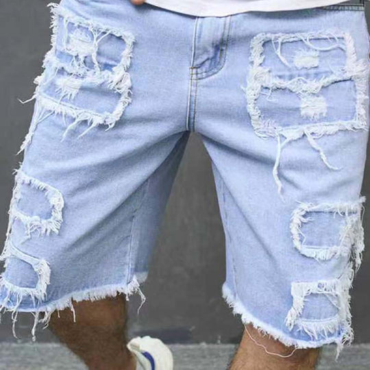 🩳 50% OFF NOW! 🌞 Men’s Ripped Denim Shorts – Casual Versatile Look, Comfortable Fit & Perfect for Summer 👕