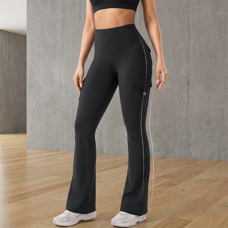 👖 Flattering Freedom | Women's High-Waist Flare Yoga Cargo Trousers