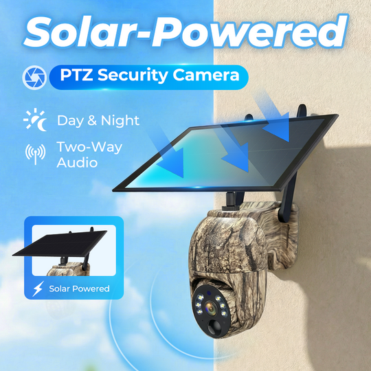 🥳2026 HOT SALE🥳💞50K+ SOLD!🏠⚡ 50% OFF! 2MP Solar PTZ Camera – 355° pan & tilt, eliminates blind spots. Built-in battery, solar rechargeable. Two-way talk, instant alerts. Tough enough for any weather. 🌧️🛡️