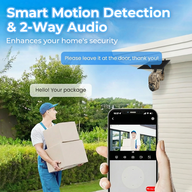 🥳2026 HOT SALE🥳💞50K+ SOLD!🏠⚡ 50% OFF! 2MP Solar PTZ Camera – 355° pan & tilt, eliminates blind spots. Built-in battery, solar rechargeable. Two-way talk, instant alerts. Tough enough for any weather. 🌧️🛡️