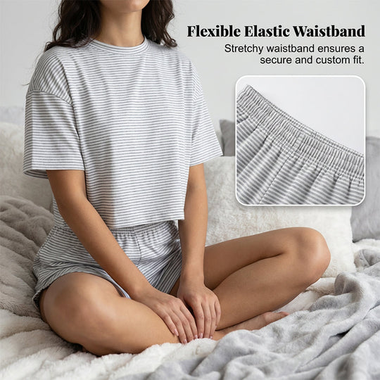 Women's Striped Short Sleeve Lounge Set