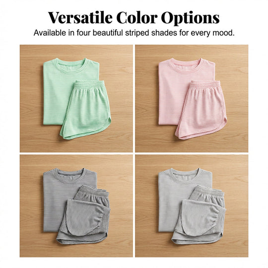 Women's Striped Short Sleeve Lounge Set