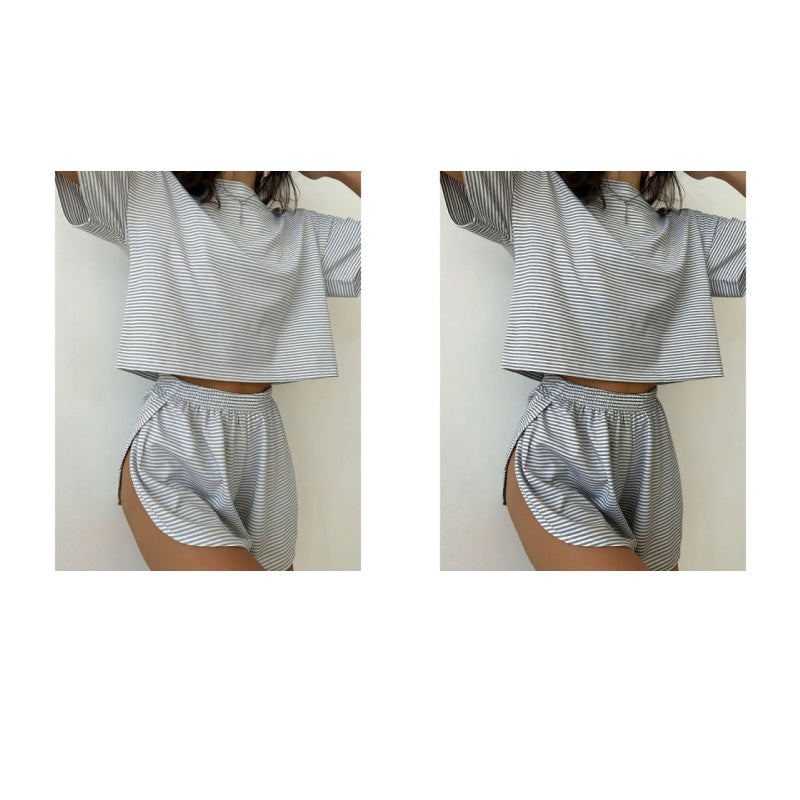 Women's Striped Short Sleeve Lounge Set