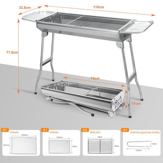 Tragbarer Klappgrill, Standgrill, Edelstahlgrill