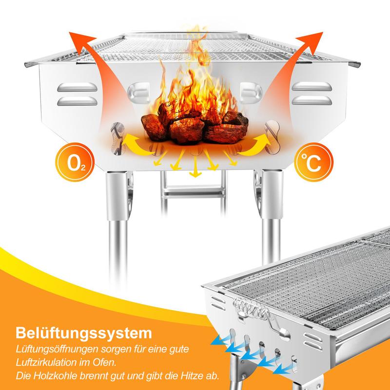 Tragbarer Klappgrill, Standgrill, Edelstahlgrill