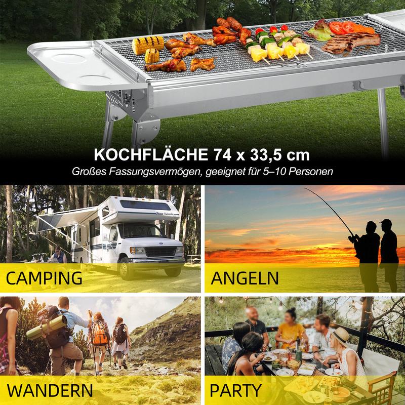 Tragbarer Klappgrill, Standgrill, Edelstahlgrill