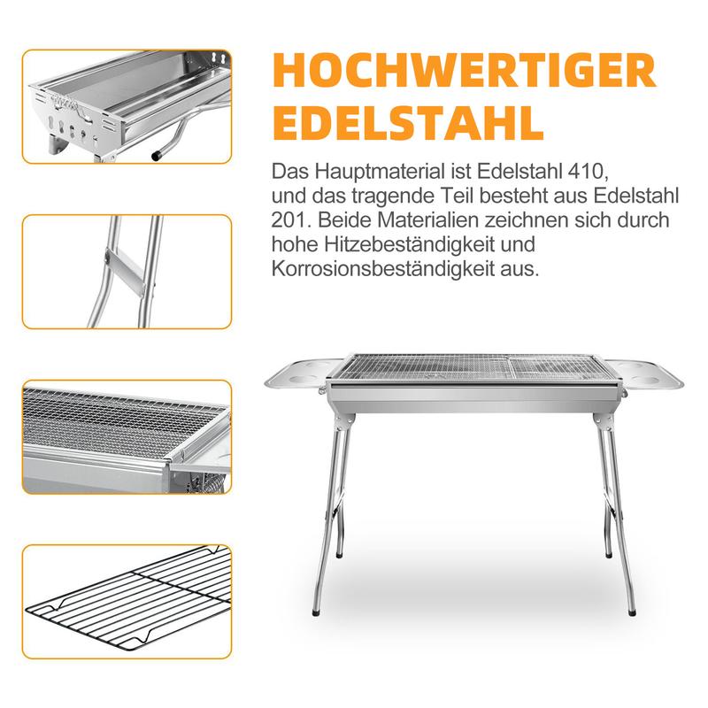 Tragbarer Klappgrill, Standgrill, Edelstahlgrill