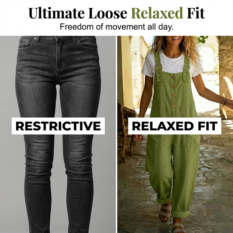👖 70% OFF NOW! 🌿 Women's Casual Button-Front Overalls – Adjustable Straps, Breathable Fabric & Relaxed Fit ✨