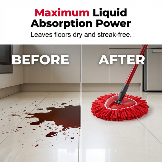 Chenille Spin Mop Head Replacement Unique Design Heads Turn Mop into Long-Handle Duster Dry Cleaning Trap Bucket & Handle