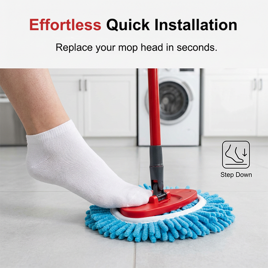 Chenille Spin Mop Head Replacement Unique Design Heads Turn Mop into Long-Handle Duster Dry Cleaning Trap Bucket & Handle