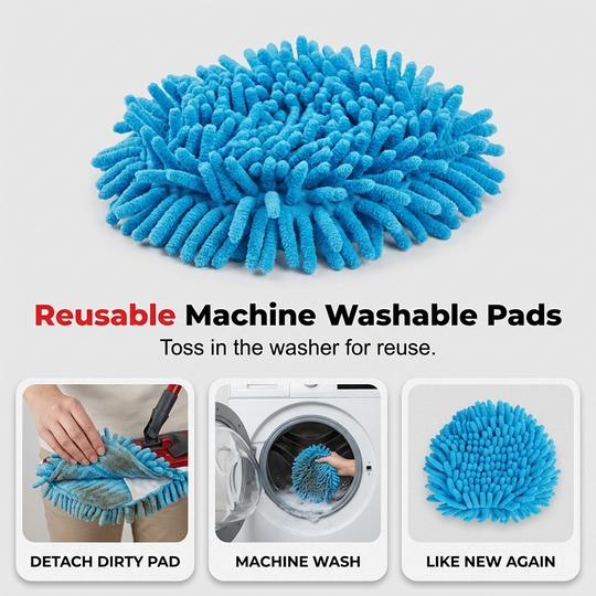 Chenille Spin Mop Head Replacement Unique Design Heads Turn Mop into Long-Handle Duster Dry Cleaning Trap Bucket & Handle
