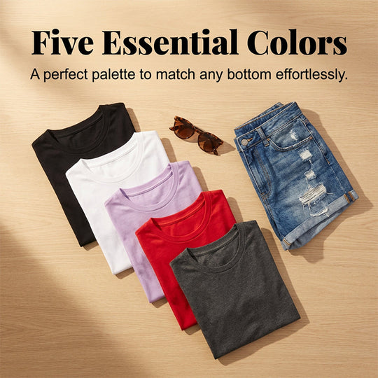 👕 50% OFF NOW! 🌈 5-Pack Versatile Solid Color T-Shirt – Soft Cotton, Breathable & Perfect for Daily Wear✨