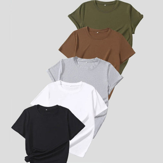 👕 50% OFF NOW! 🌈 5-Pack Versatile Solid Color T-Shirt – Soft Cotton, Breathable & Perfect for Daily Wear✨