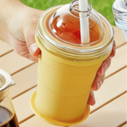 Portable Silicone Cup with Straw & Ice Mold