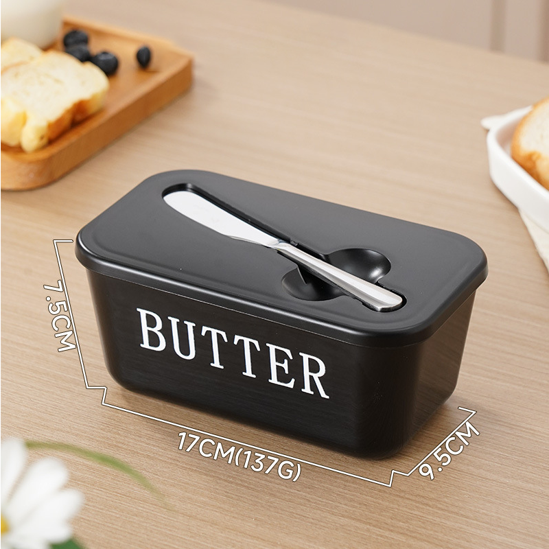Large Plastic Butter Dish With Lid & Knife