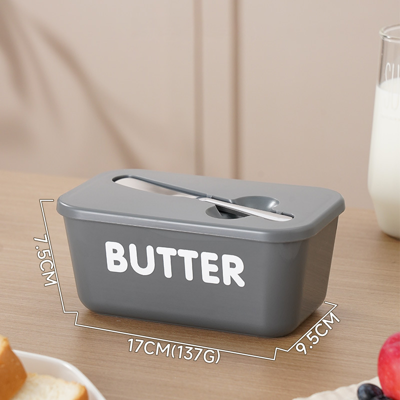 Large Plastic Butter Dish With Lid & Knife