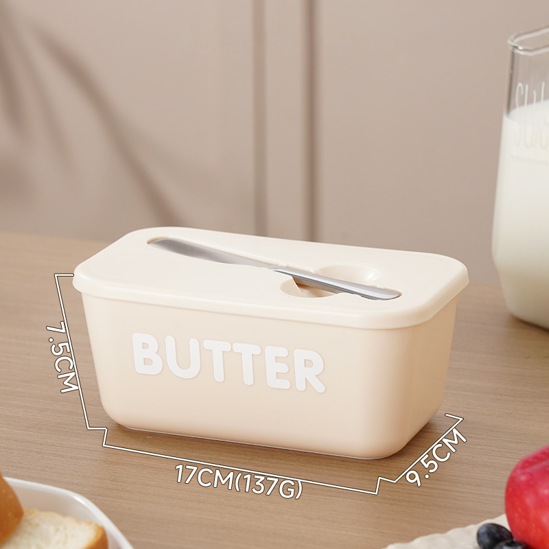 Large Plastic Butter Dish With Lid & Knife
