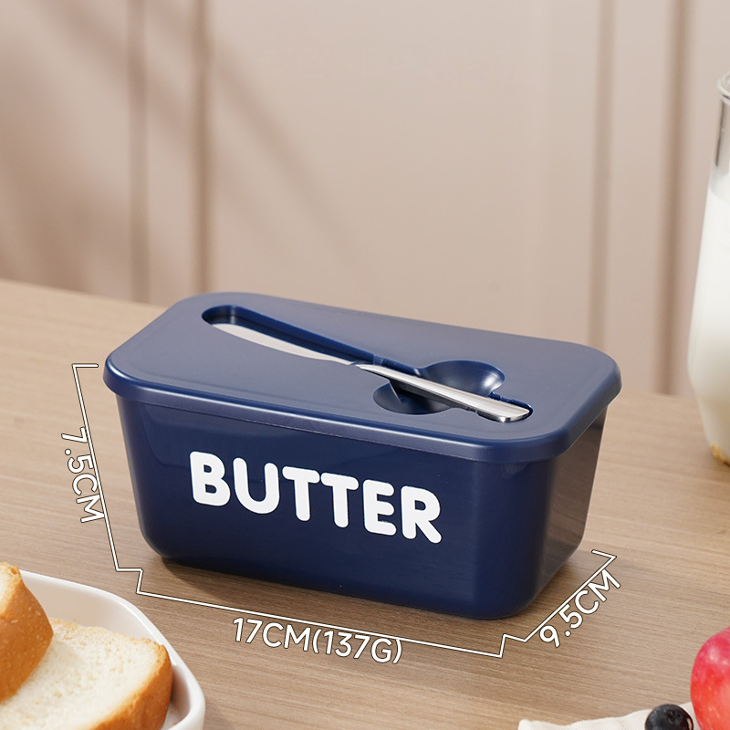 Large Plastic Butter Dish With Lid & Knife