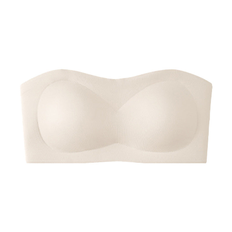 ⛱️Last Day 50 OFF ！！💞Womens Strapless Bras Push Up Bandeau Bra Non Slip Wireless Supportive Padded Bras Seamless Comfortable Tube Jelly Bra