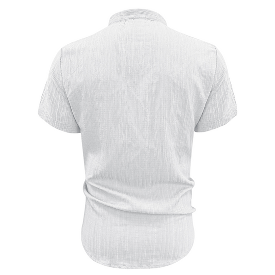 📢📢20% OFF !! ⏰ Men's Summer Stand Collar Short Sleeve Shirt – Breathable Material, Modern Fit & Ideal for Casual or Work 💼