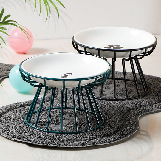 🐱 50% OFF! 🥣Elevated Ceramic Cat Bowl with Iron Stand – Promotes Healthy Posture, Non-Slip & Perfect for Dry & Wet Food 🐈