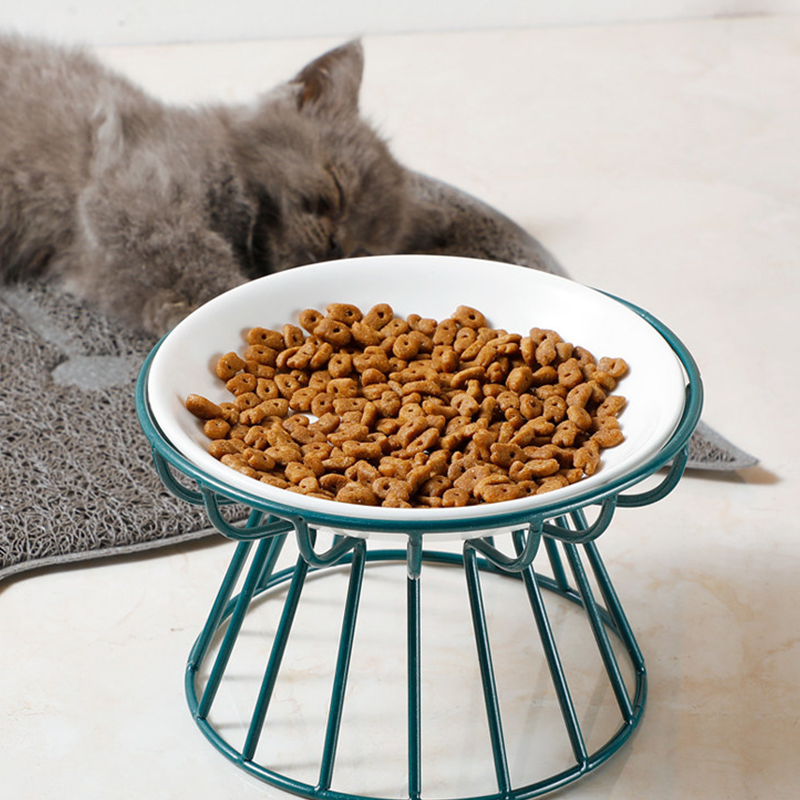 🐱 50% OFF! 🥣Elevated Ceramic Cat Bowl with Iron Stand – Promotes Healthy Posture, Non-Slip & Perfect for Dry & Wet Food 🐈