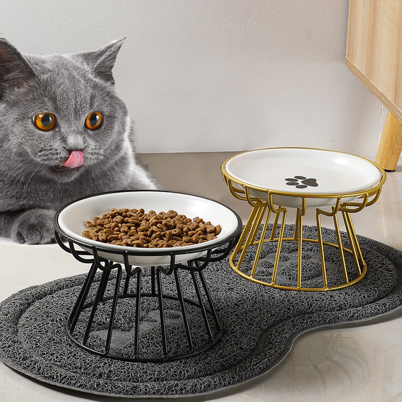 🐱 50% OFF! 🥣Elevated Ceramic Cat Bowl with Iron Stand – Promotes Healthy Posture, Non-Slip & Perfect for Dry & Wet Food 🐈