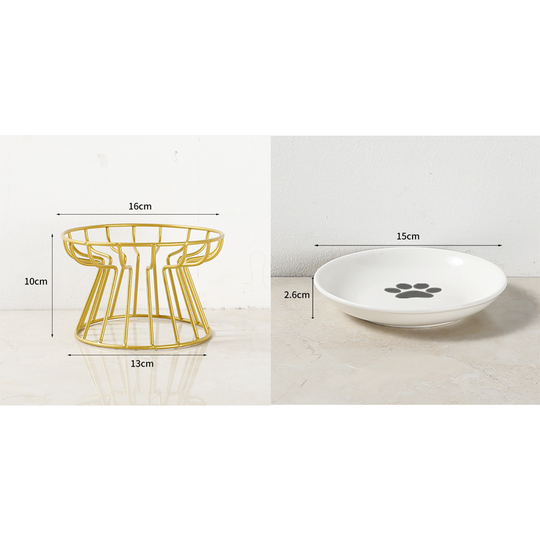 🐱 50% OFF! 🥣Elevated Ceramic Cat Bowl with Iron Stand – Promotes Healthy Posture, Non-Slip & Perfect for Dry & Wet Food 🐈